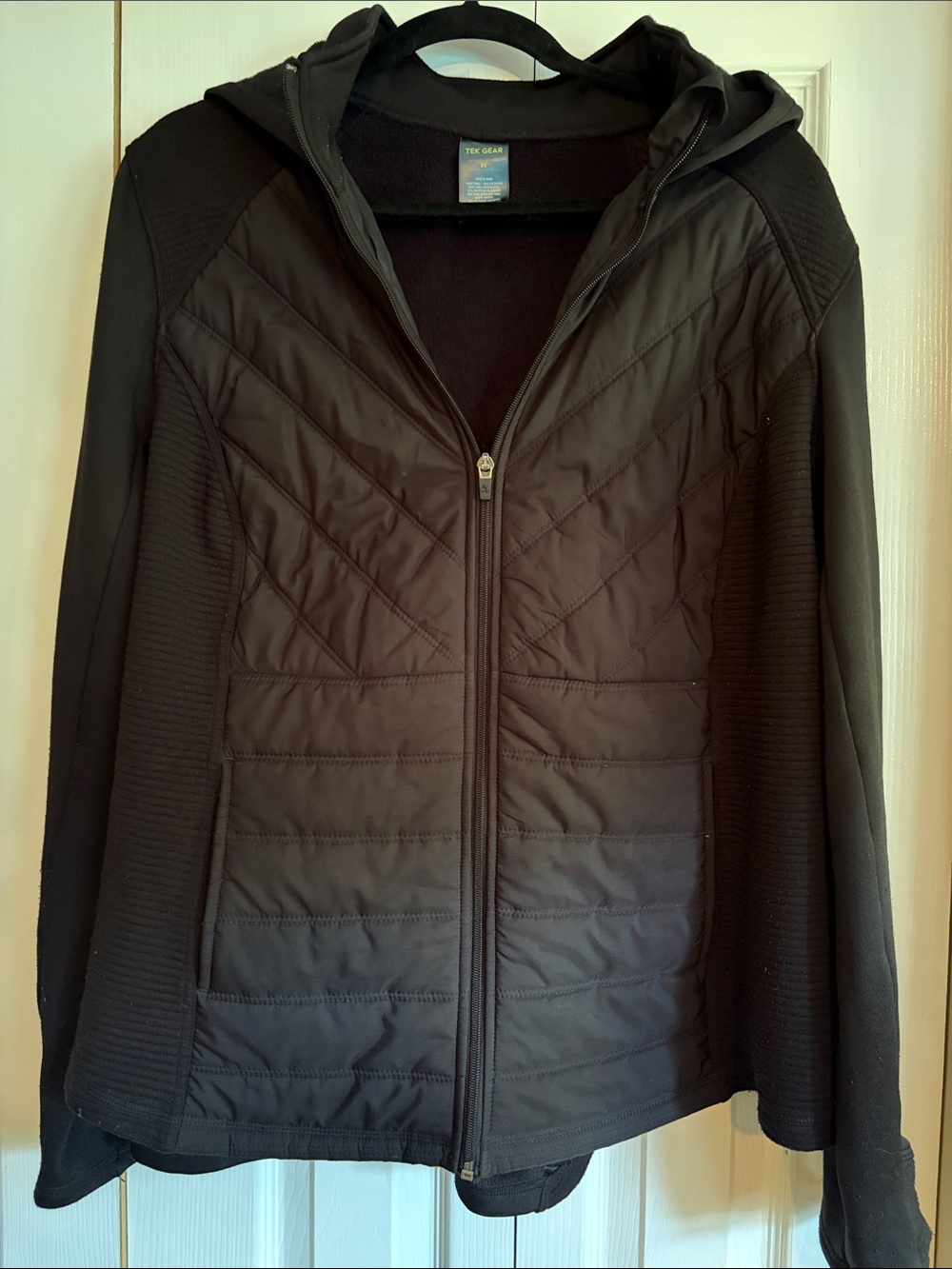 tek gear Women's Black Quilted Hooded Puffer Jacket